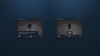 Two Game in Picture overlays showing the mute control and a 56 percent volume readout.